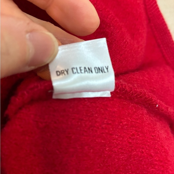 The Tog Shop Red 100% Wool Button Front Cardigan with Black Embroidered Trim - Picture 6 of 11